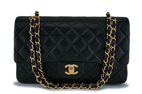 chanel medium classic double flap bag in black lambskin leather|chanel mini rectangular flap bag.